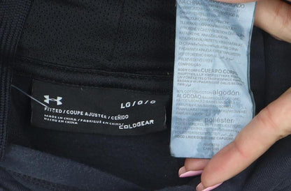 Under Armour Womens Black Pullover Hoodie L Cotton Blend Logo Detail