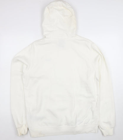 Nike Women White Pullover Hoodie L Drawstring Kangaroo Pocket Casual