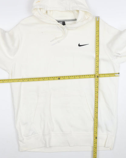 Nike Women White Pullover Hoodie L Drawstring Kangaroo Pocket Casual