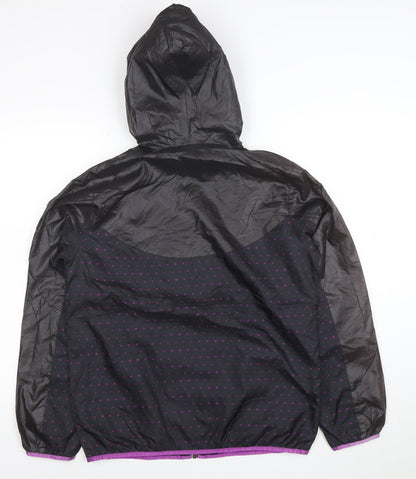 Puma Women's Black Polka Dot Hooded Windbreaker Jacket Size L