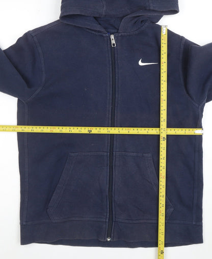 Nike Boys Navy Blue Full Zip Hoodie XL 13-15 Years Cotton Blend