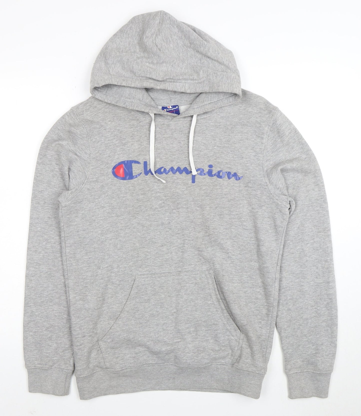Champion Men's Grey Pullover Hoodie L Logo Graphic Sweatshirt