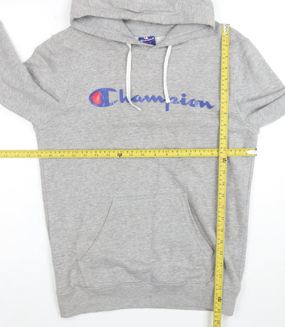 Champion Men's Grey Pullover Hoodie L Logo Graphic Sweatshirt