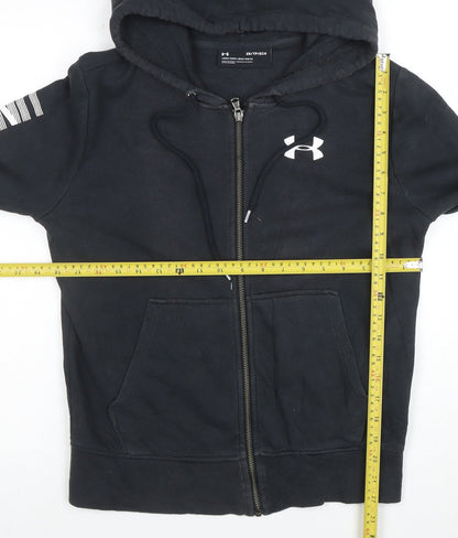 Under Armour Boys Black XS Full Zip Hoodie with Logo Print