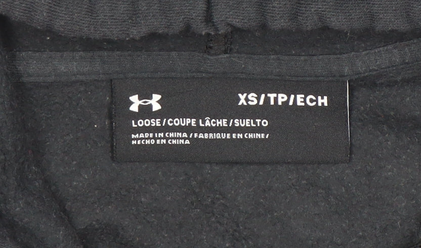 Under Armour Boys Black XS Full Zip Hoodie with Logo Print