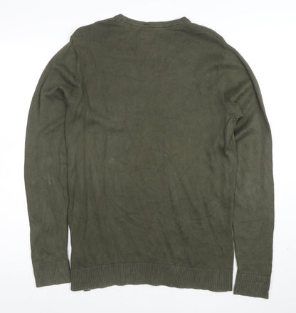 Calvin Klein Men’s Green Cotton Crew Neck Pullover Jumper Size S