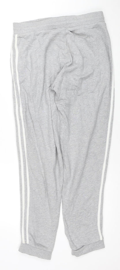 Adidas Mens Grey Jogger Trousers Medium Regular Fit Cotton Blend
