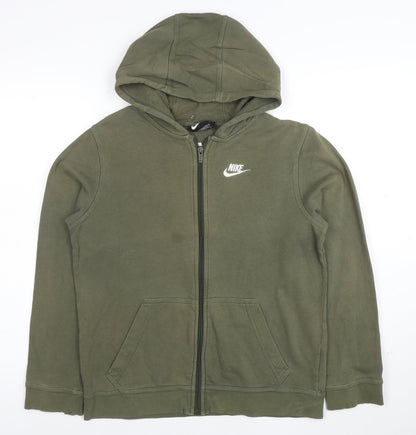 Nike Boys Green Full Zip Hoodie XL Cotton Blend Standard Fit
