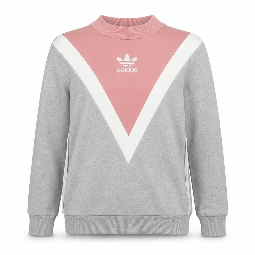 Adidas Womens Grey & Pink Crew Neck Pullover Sweatshirt Size 10 M