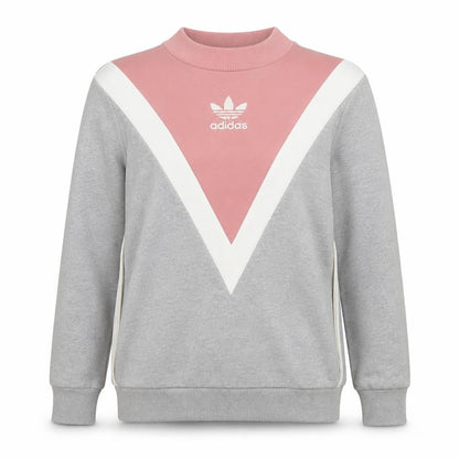Adidas Womens Grey & Pink Crew Neck Pullover Sweatshirt Size 10 M