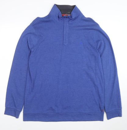 IZOD Men's Blue 1/4 Zip Pullover Sweatshirt L Cotton Blend