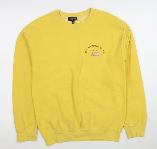 Additional front view of Topshop unisex yellow graphic pullover sweatshirt s