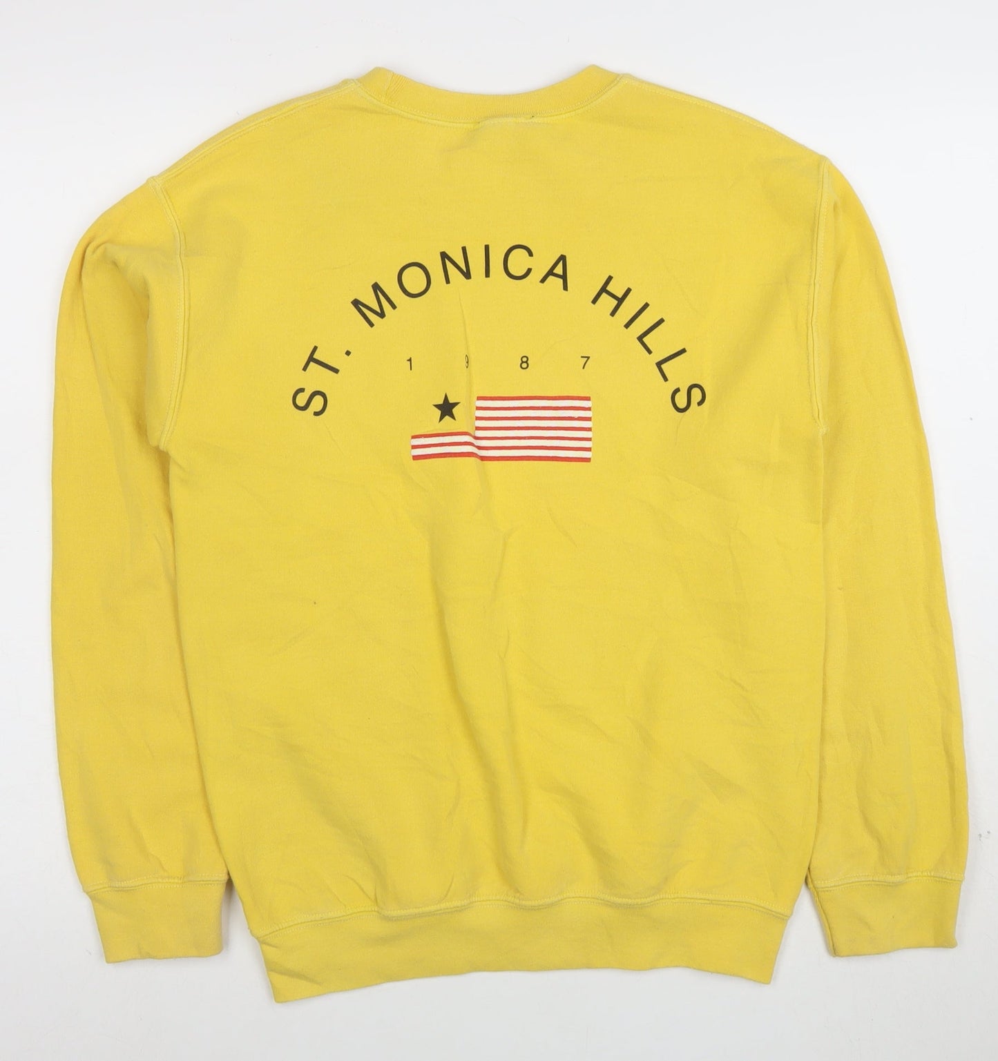Topshop Unisex Yellow Graphic Pullover Sweatshirt S