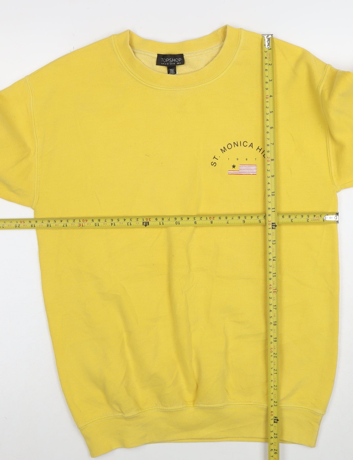 Topshop Unisex Yellow Graphic Pullover Sweatshirt S