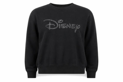 Disney Women Black Small Pullover Sweatshirt Logo Cotton Blend