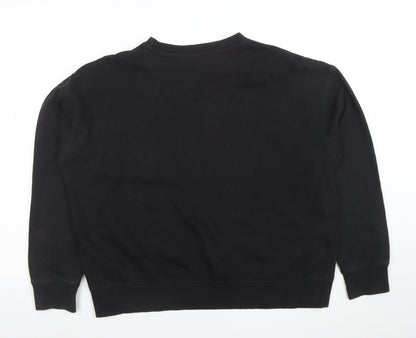 Disney Women Black Small Pullover Sweatshirt Logo Cotton Blend