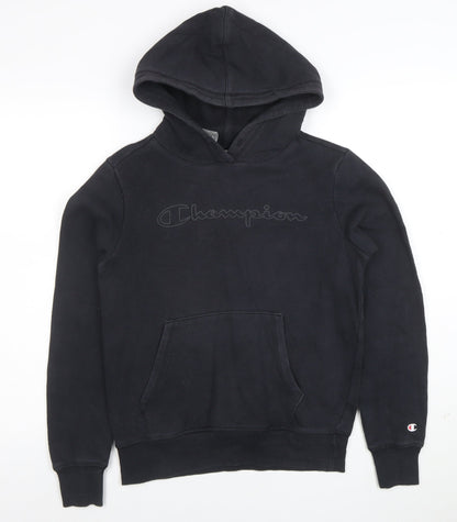 Champion Boys Black Small Pullover Hoodie Cotton Blend Kangaroo Pocket