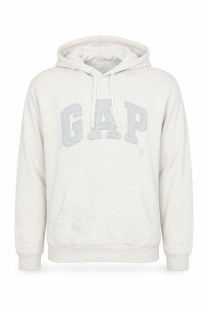 Gap Mens Beige Pullover Hoodie XS Logo Fleece Cotton Blend