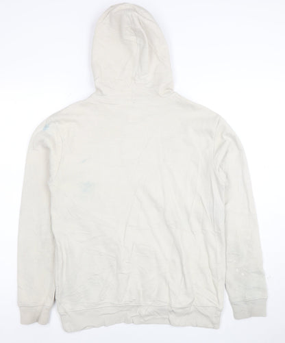 GAP Mens Beige Pullover Hoodie XS Logo Fleece Cotton Blend