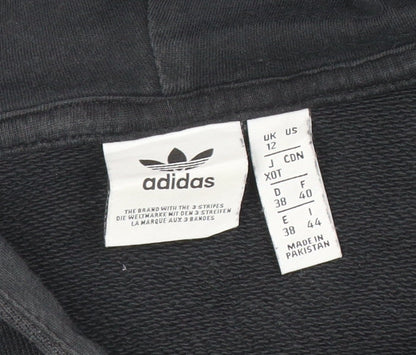Adidas Womens Black Cropped Hoodie Size 12 Pullover Cotton Casual