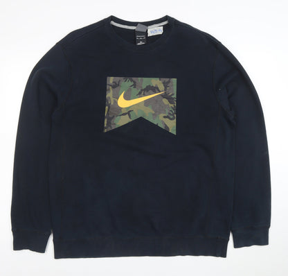 Nike Men's Blue Camouflage Logo Pullover Sweatshirt XL