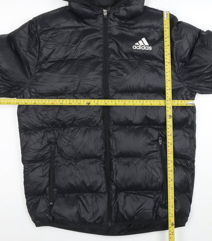 Adidas Boys Black Puffer Jacket 13-14 Years Hooded Winter Coat