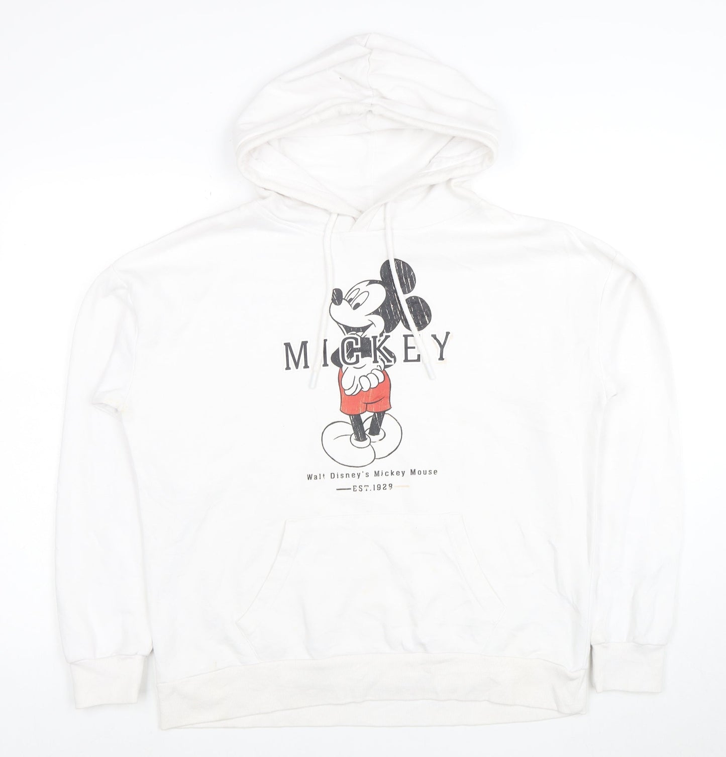 Disney Women White Mickey Mouse Pullover Hoodie Size S
