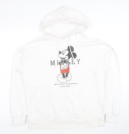 Disney Women White Mickey Mouse Pullover Hoodie Size S