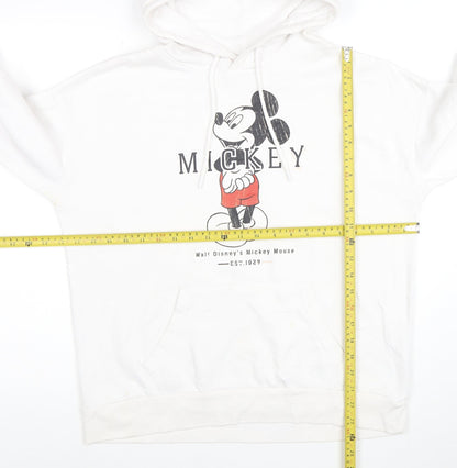 Disney Women White Mickey Mouse Pullover Hoodie Size S