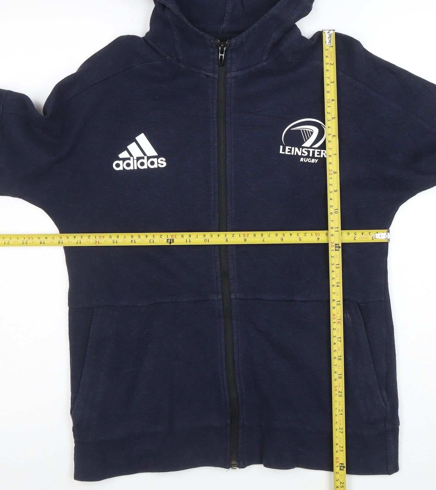 Adidas Boys Navy Leinster Rugby Full Zip Hoodie Size 13-14 Years