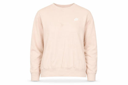 Nike Women Beige Pullover Sweatshirt M Cotton Blend Logo Crew Neck