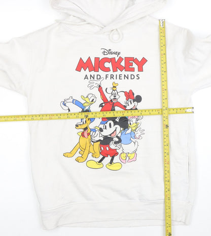 Disney Women White Mickey & Friends Pullover Hoodie Size 2XS