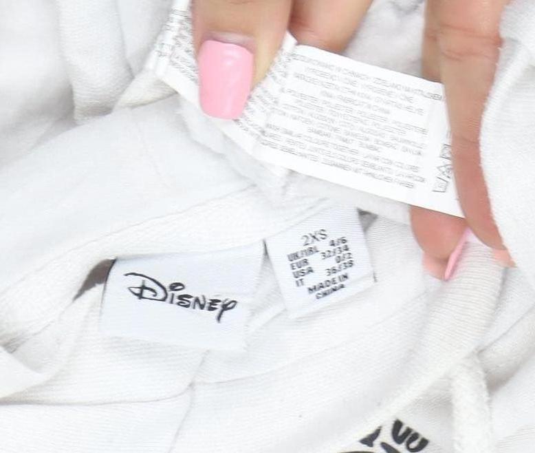 Disney Women White Mickey & Friends Pullover Hoodie Size 2XS