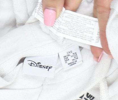 Disney Women White Mickey & Friends Pullover Hoodie Size 2XS