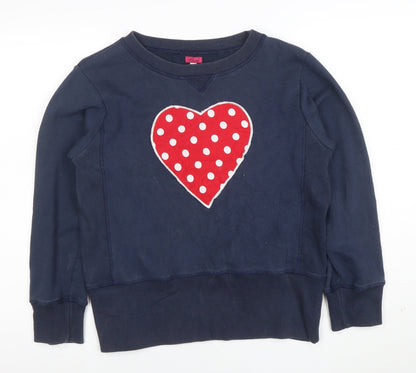Little Owl Womens Navy Blue Pullover Sweatshirt Large with Heart Design