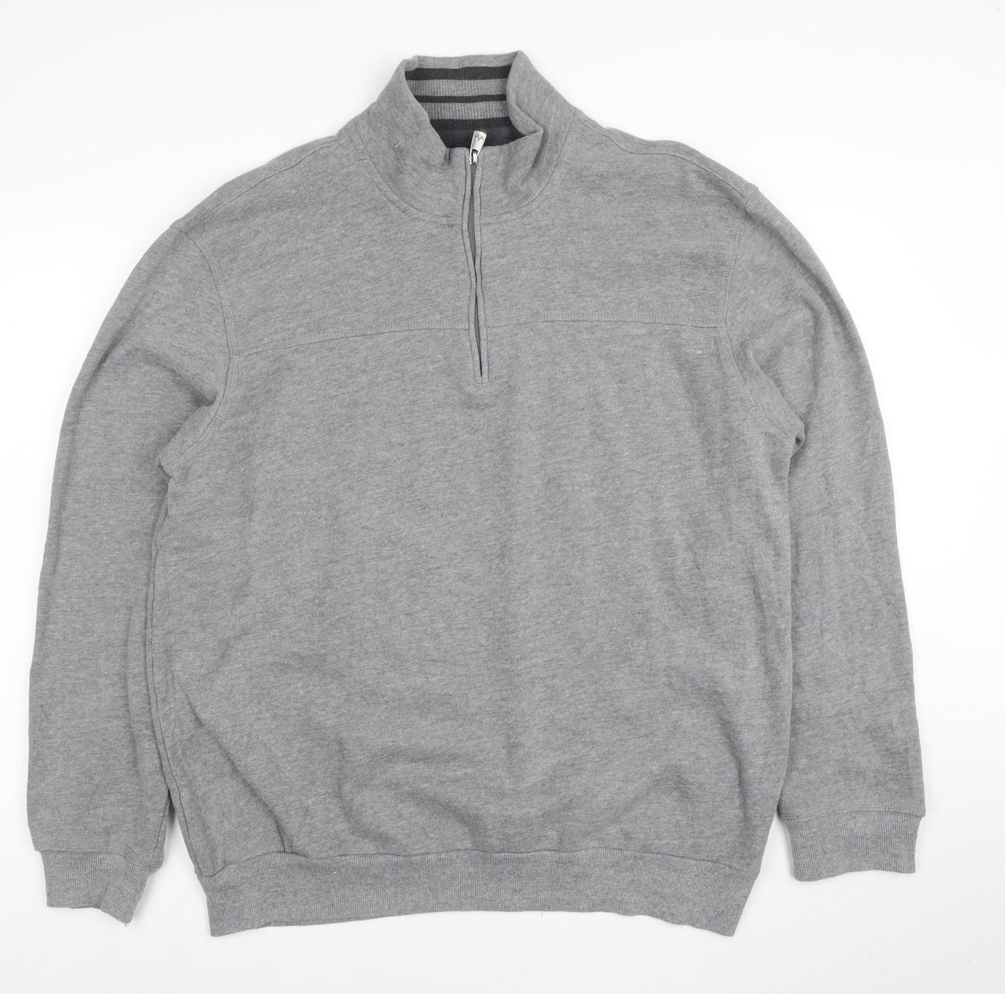 Arrow Men’s Grey 1/4 Zip High Neck Cotton Blend Sweatshirt XL