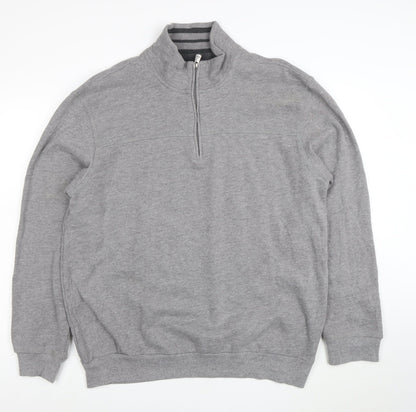 Arrow Men’s Grey 1/4 Zip High Neck Cotton Blend Sweatshirt XL