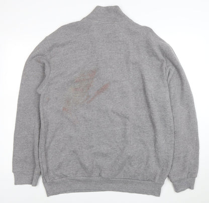 Arrow Men’s Grey 1/4 Zip High Neck Cotton Blend Sweatshirt XL