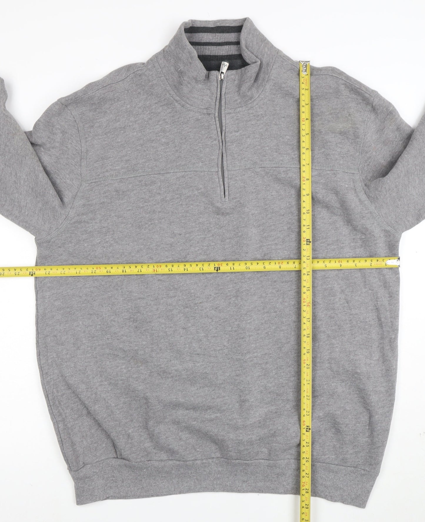 Arrow Men’s Grey 1/4 Zip High Neck Cotton Blend Sweatshirt XL