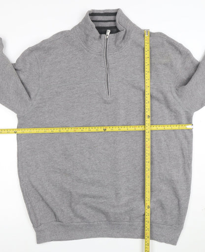 Arrow Men’s Grey 1/4 Zip High Neck Cotton Blend Sweatshirt XL