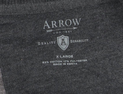 Arrow Men’s Grey 1/4 Zip High Neck Cotton Blend Sweatshirt XL