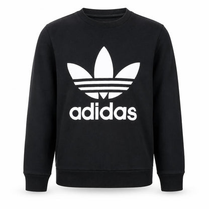 Adidas Boys Black Crew Neck Sweatshirt 12-13 Years Cotton Blend Pullover