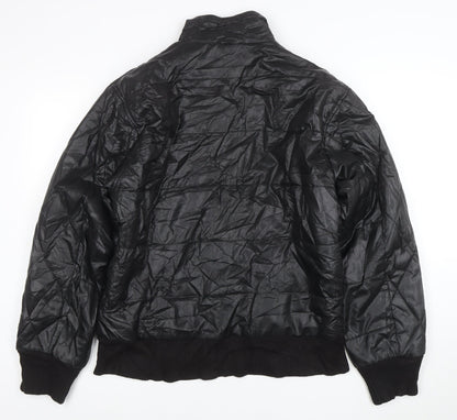 Puma Womens Black Quilted Bomber Jacket Size L Full Zip