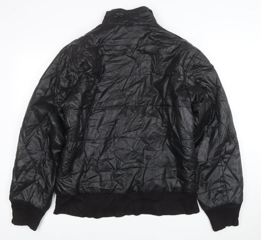 Puma Womens Black Quilted Bomber Jacket Size L Full Zip