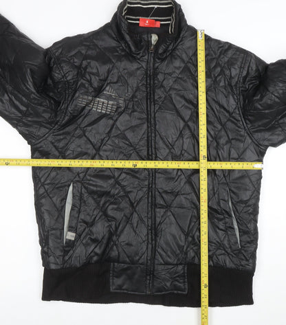 Puma Womens Black Quilted Bomber Jacket Size L Full Zip