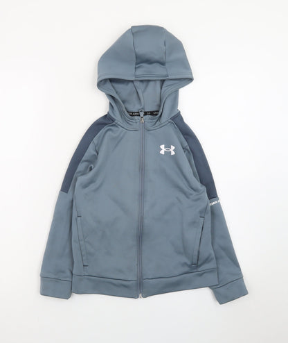 Under Armour Boys Blue Full Zip Hoodie Youth Small Polyester Sportswear