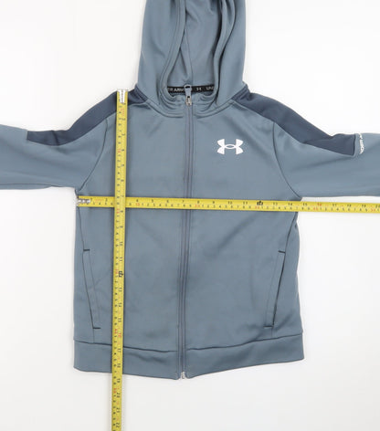 Under Armour Boys Blue Full Zip Hoodie Youth Small Polyester Sportswear