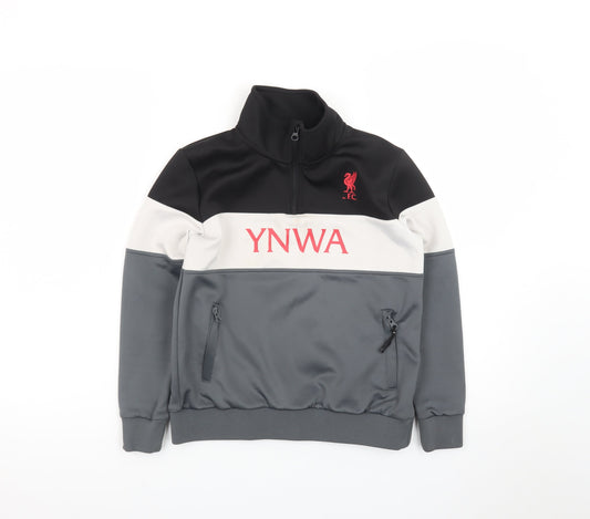 Liverpool FC Boys Grey Colourblock 1/4 Zip Sweatshirt 9-10 Years