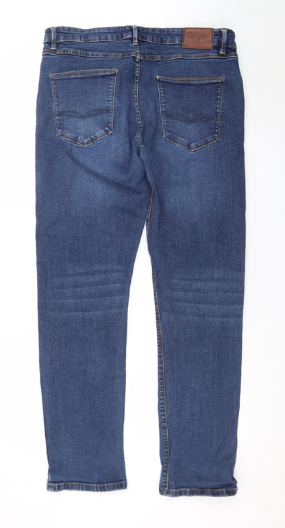 Diesel Men's Blue 34x32 Straight Fit Stretch Denim Jeans