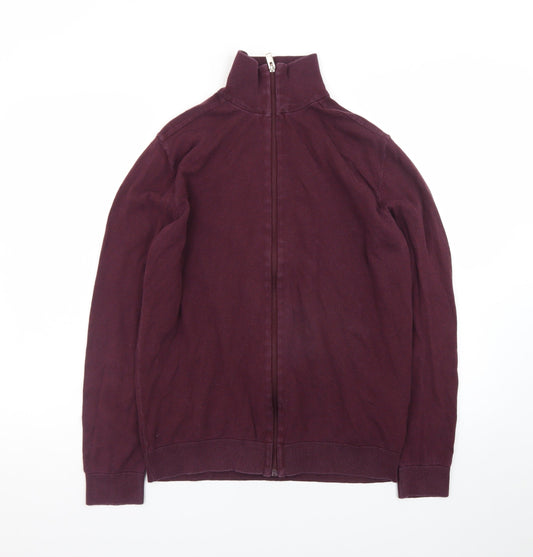 SELECTED HOMME Men's Purple Full Zip Cotton Jumper M